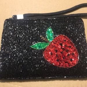 Beaded Wristlet with sequin apple